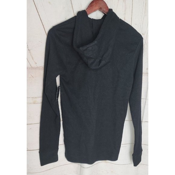 Restricted Logo Embroidered Black Long Sleeve Hooded Sweatshirt, Small - Picture 8 of 15